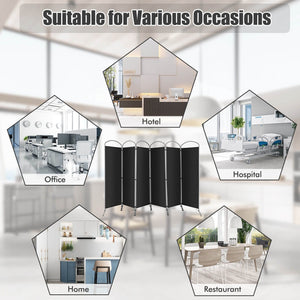 6-Panels Freestanding Folding Privacy Screen-Black view 7