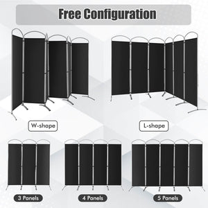6-Panels Freestanding Folding Privacy Screen-Black view 9