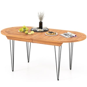 6 Person 71 Inch Patio Dining Table with Teak Wood Tabletop view 4