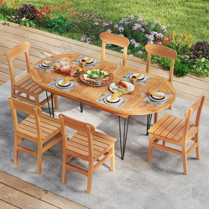 6 Person 71 Inch Patio Dining Table with Teak Wood Tabletop view 6