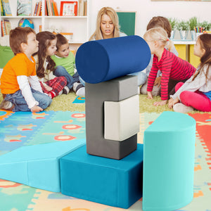 6 Pieces Foam Climbing Blocks Indoor Climb and Crawl Activity Playset with Rectangles-Navy view 2