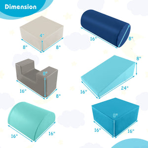6 Pieces Foam Climbing Blocks Indoor Climb and Crawl Activity Playset with Rectangles-Navy view 4