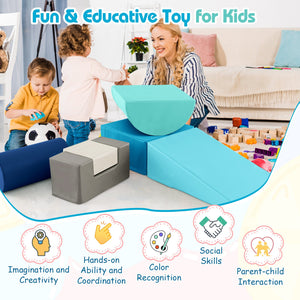 6 Pieces Foam Climbing Blocks Indoor Climb and Crawl Activity Playset with Rectangles-Navy view 9