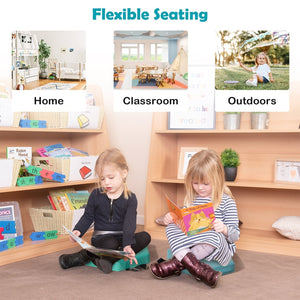 6 Pieces Multifunctional Hexagon Toddler Floor Cushions Classroom Seating with Handles-Blue view 7