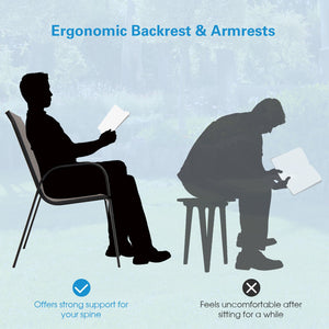 6 Pieces Patio Stackable Dining Chairs with Curved Armrests and Breathable Fabric view 8