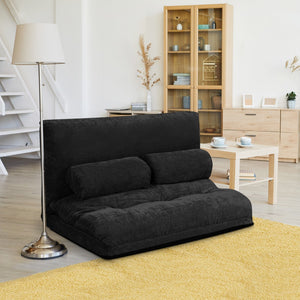 6-Position Adjustable Sleeper Lounge Couch with 2 Pillows-Black view 3