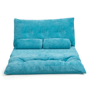 6-Position Adjustable Sleeper Lounge Couch with 2 Pillows-Blue view 4