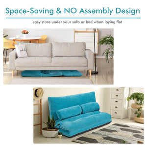 6-Position Adjustable Sleeper Lounge Couch with 2 Pillows-Blue view 7