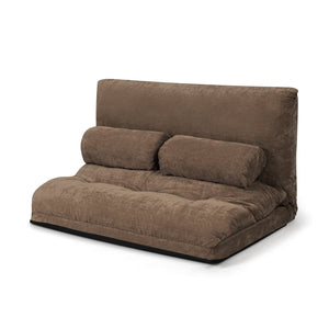 6-Position Adjustable Sleeper Lounge Couch with 2 Pillows-Brown