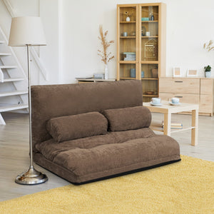 6-Position Adjustable Sleeper Lounge Couch with 2 Pillows-Brown view 3
