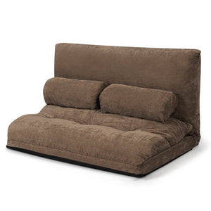 6-Position Adjustable Sleeper Lounge Couch with 2 Pillows-Brown view 4