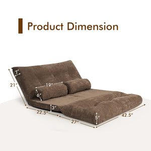 6-Position Adjustable Sleeper Lounge Couch with 2 Pillows-Brown view 5