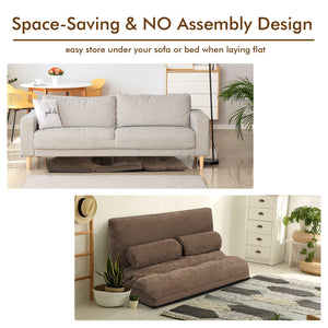 6-Position Adjustable Sleeper Lounge Couch with 2 Pillows-Brown view 6