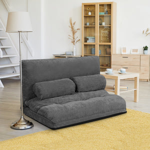 6-Position Adjustable Sleeper Lounge Couch with 2 Pillows-Gray view 3