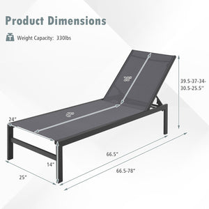 6-Position Chaise Lounge Chairs with Rustproof Aluminium Frame-Gray view 4