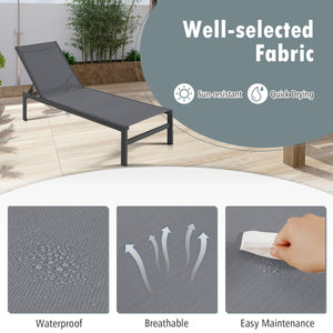 6-Position Chaise Lounge Chairs with Rustproof Aluminium Frame-Gray view 7