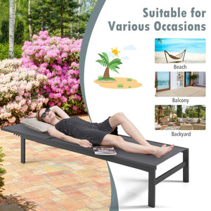 6-Position Chaise Lounge Chairs with Rustproof Aluminium Frame-Gray view 9