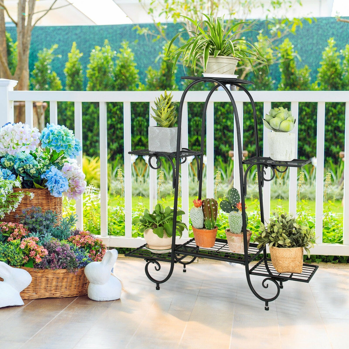 6-Tier Plant Stand with Adjustable Foot Pads-Black view 2