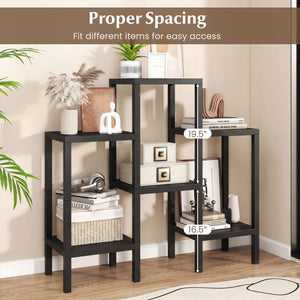 6-Tier Plastic Modular Storage Shelves for Living Room and Kitchen-Black view 8