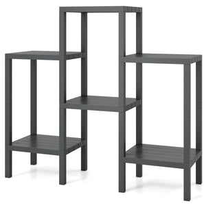 6-Tier Plastic Modular Storage Shelves for Living Room and Kitchen-Gray