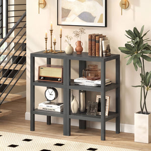 6-Tier Plastic Modular Storage Shelves for Living Room and Kitchen-Gray view 3