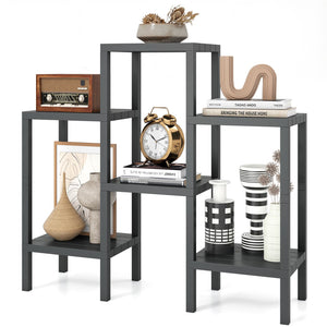 6-Tier Plastic Modular Storage Shelves for Living Room and Kitchen-Gray view 4