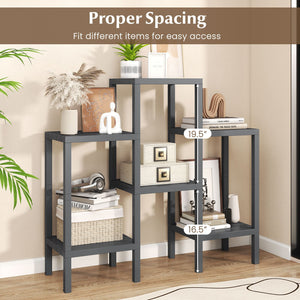6-Tier Plastic Modular Storage Shelves for Living Room and Kitchen-Gray view 8
