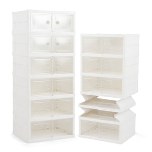 6-Tier Shoe Organizer with Clear Doors and Portable Design for 12 Pairs-White view 4