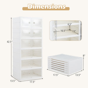 6-Tier Shoe Organizer with Clear Doors and Portable Design for 12 Pairs-White view 5