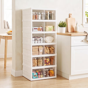 6-Tier Shoe Organizer with Clear Doors and Portable Design for 12 Pairs-White view 6