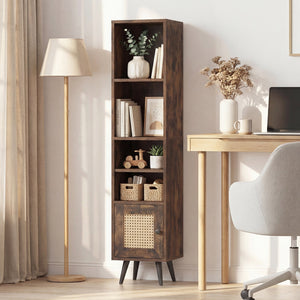 6-Tier Tall Narrow Bookcase 54 Inches Slim Storage Cabinet-Rustic Brown view 3