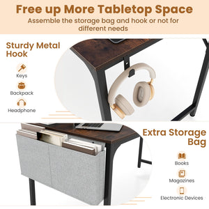 60 Inch Computer Desk with Charging Station Storage Bag-Rustic Brown view 9