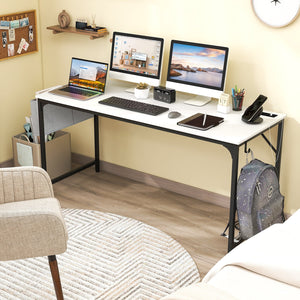 60 Inch Computer Desk with Charging Station Storage Bag-White view 6