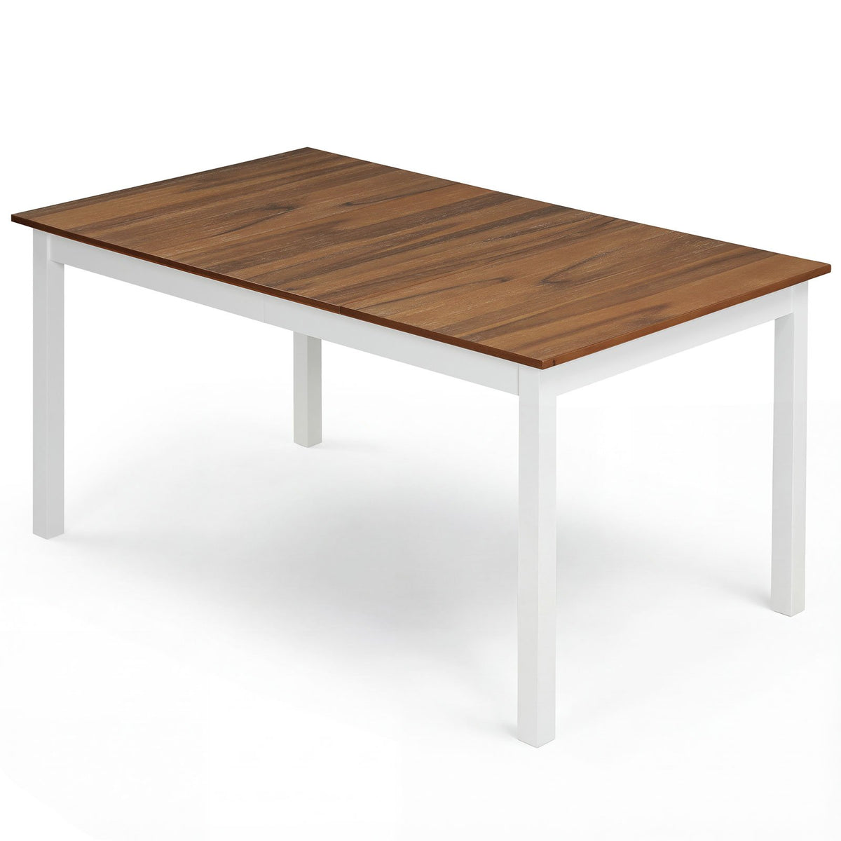 60 Inch Rectangular Dinner Table with Solid Rubber Wood Legs-Brown view 2
