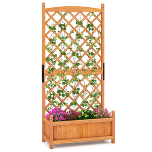 60 Inch Tall Raised Garden Bed with Diamond Lattice Trellis and Drainage Holes-Orange view 4