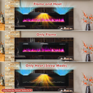 60 Inches Ultra-thin Electric Fireplace with Remote Control and Timer Function view 6