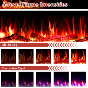 60 Inches Ultra-thin Electric Fireplace with Remote Control and Timer Function view 8