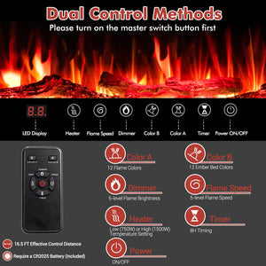 60 Inches Ultra-thin Electric Fireplace with Remote Control and Timer Function view 9