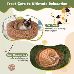 Multilevel Cat Tree with Scratching Posts and Rope Plush Perch Toy Bed-Green view 8