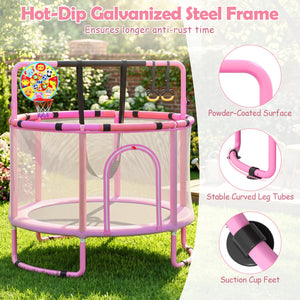 60 inch 6-in-1 Kids Toddler Trampoline with Gymnastics Bar-Purple view 9