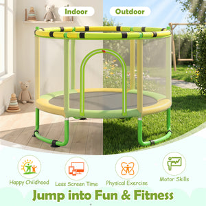 60 inch 6-in-1 Kids Toddler Trampoline with Gymnastics Bar-Green view 8