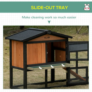 69" Wooden Rabbit Hutch Pet Playpen Bunny House Enclosure with Run Box, Slide-out Tray, Ramp – view 4