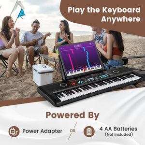61 Key Electric Portable Digital Keyboard Piano for Beginner-Black view 8