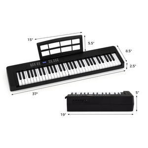 61-Key Foldable Piano Keyboard Full-size Electronic Keyboard with MIDI and Split Function-Black view 4