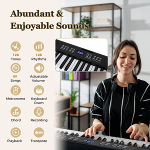 61-Key Foldable Piano Keyboard Full-size Electronic Keyboard with MIDI and Split Function-Black view 6