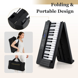 61-Key Foldable Piano Keyboard Full-size Electronic Keyboard with MIDI and Split Function-Black view 9