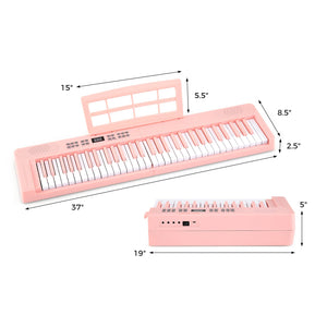 61-Key Foldable Piano Keyboard Full-size Electronic Keyboard with MIDI and Split Function-Pink view 4