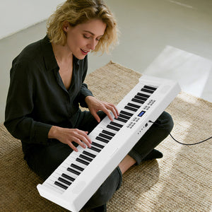 61-Key Foldable Piano Keyboard Full-size Electronic Keyboard with MIDI and Split Function-White view 3