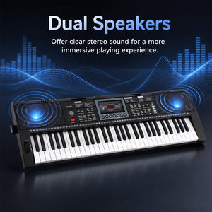 61 Key Keyboard Piano for Beginners with Stand Stool Lighted Keys-Black view 6