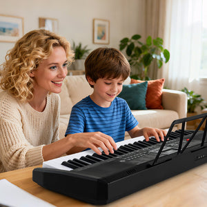 61 Keys Portable Keyboard for Beginners Electric Piano Keyboard Kit with 200 Rhythms and 200 Tones-Black view 2